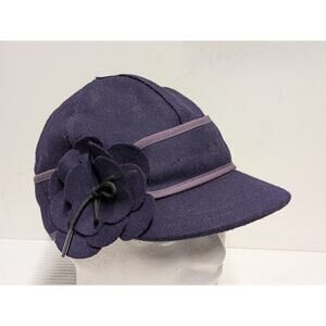 Stormy Kromer Mackinaw Hat Cap Wool Sz 6 7/8 Purple Flower Trim USA Made Womens